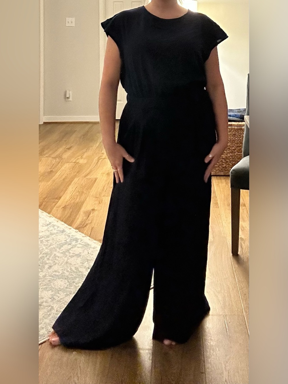 Wide-Leg Blue Jumpsuit Pants for Women